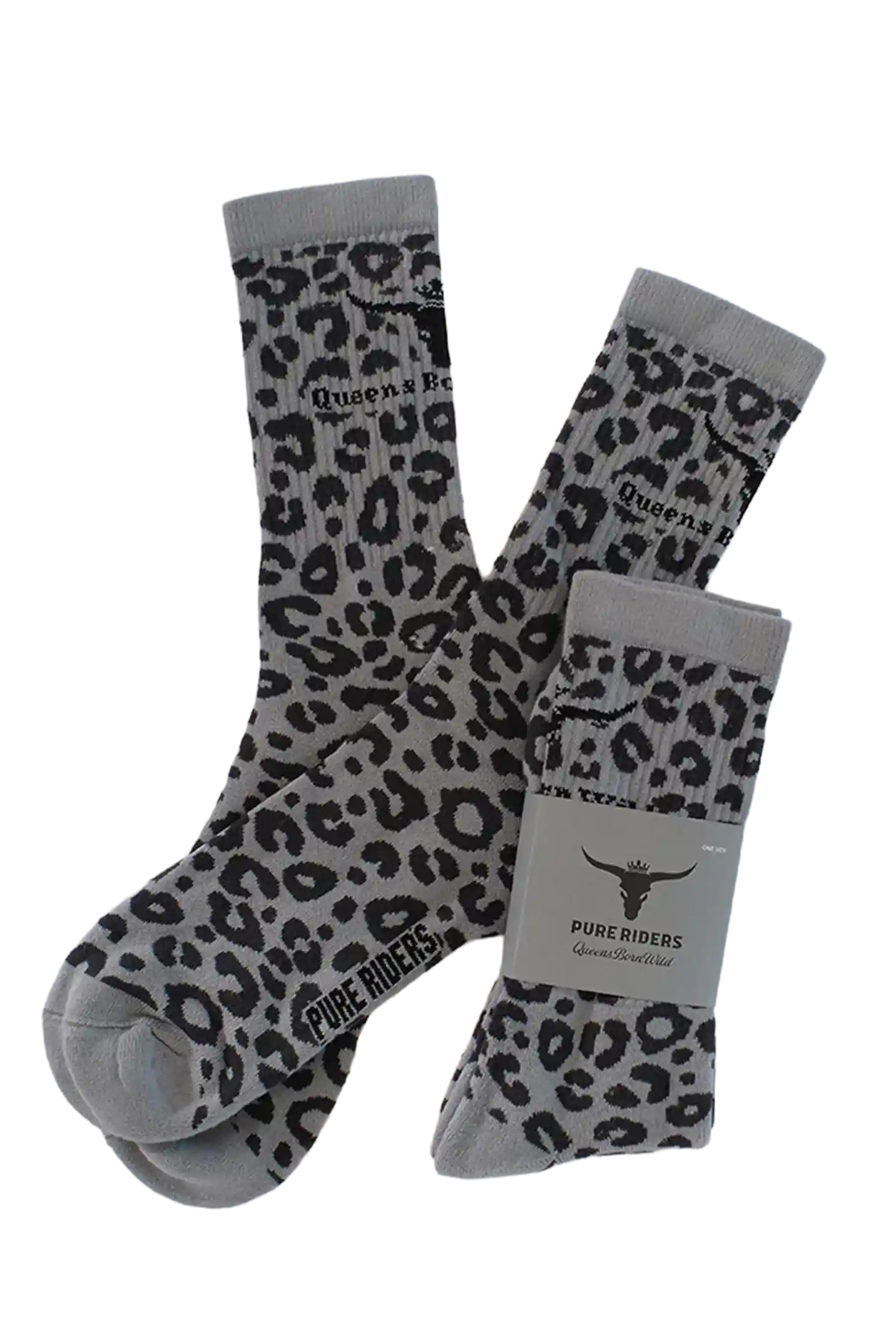 Socken mt Leo print in onesize grey 