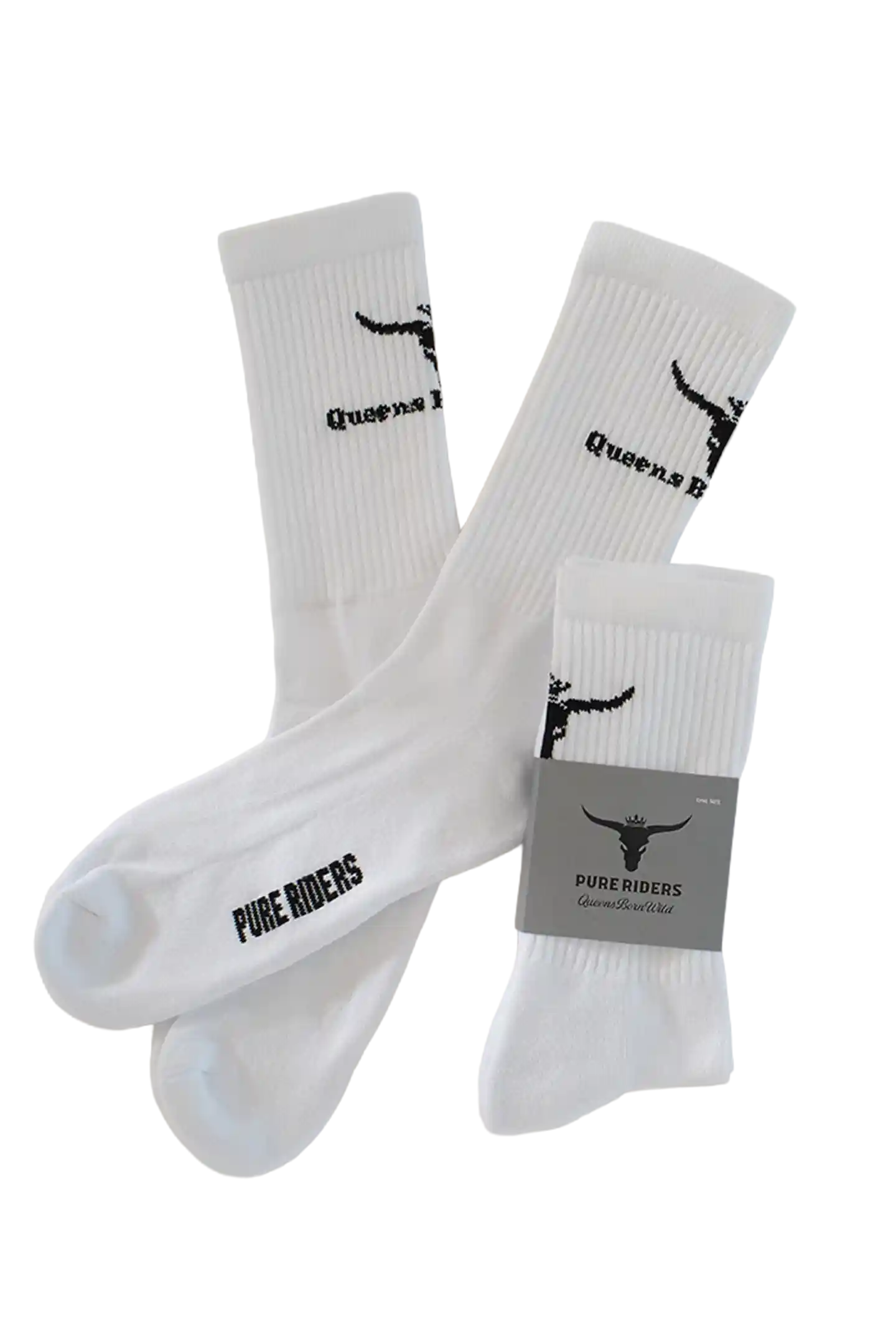 Socken mt Logo Pure Riders in weiss