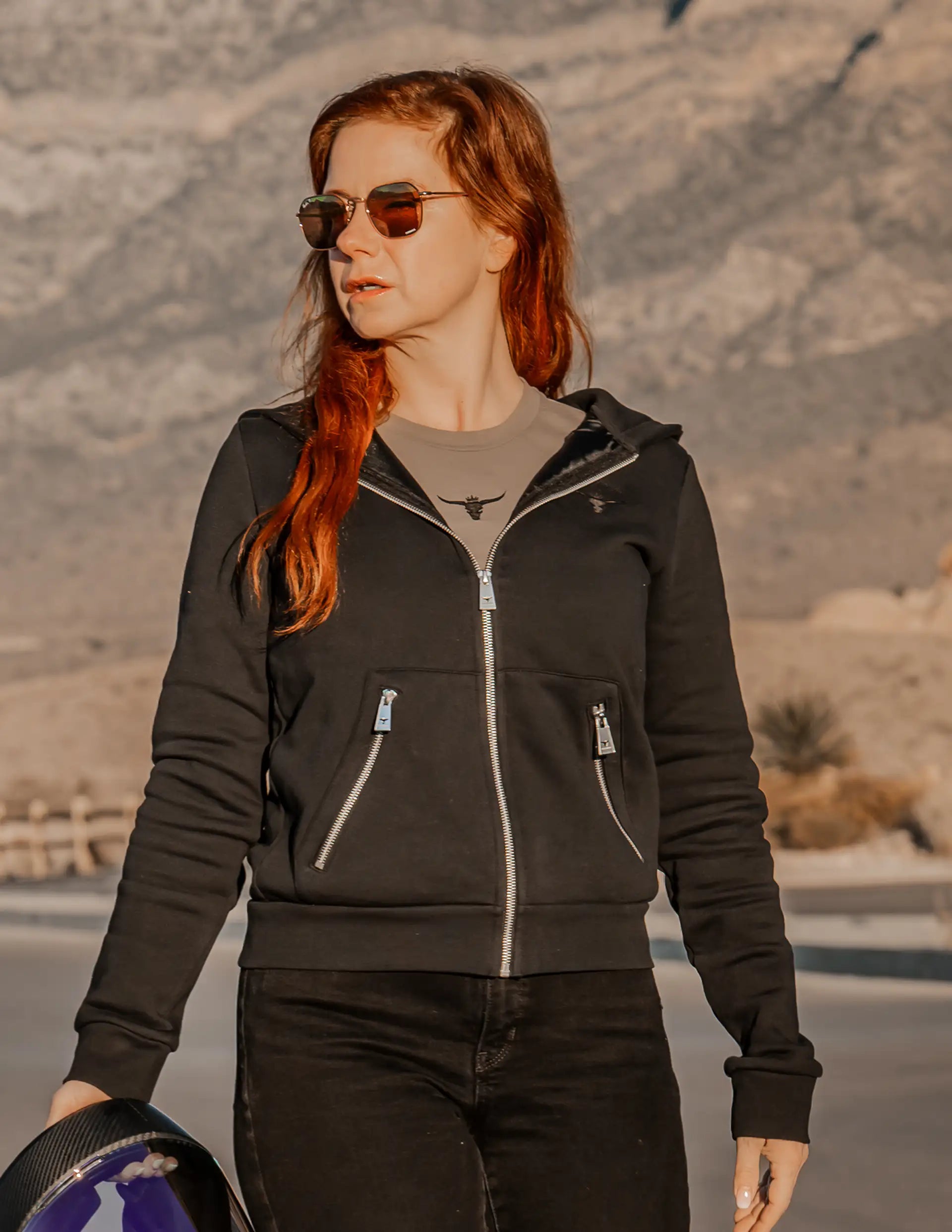 Image of PURE RIDERS - Queens Born Wild - Zipper Hoodie Black, Front