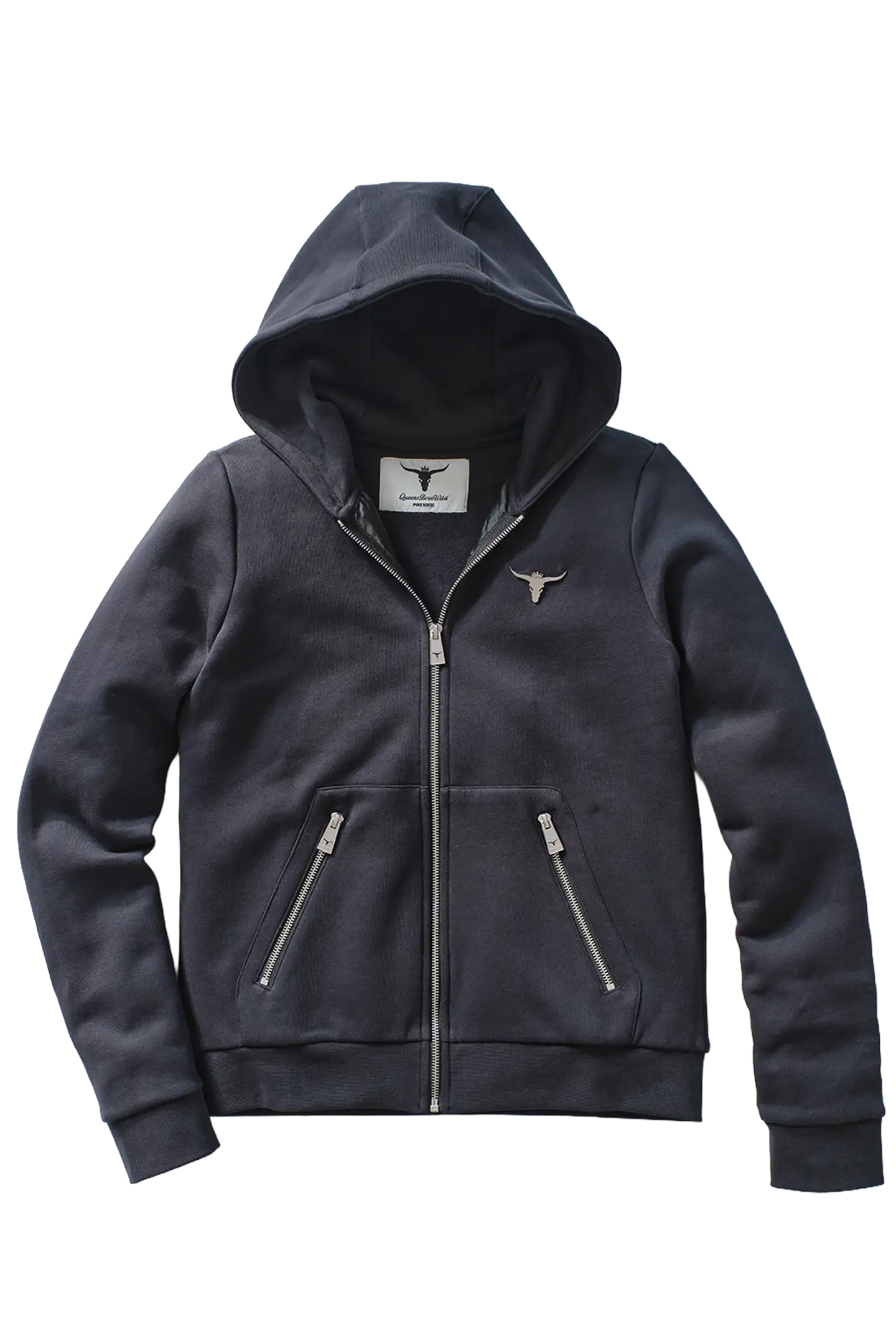 PURE RIDERS - Queens Born Wild - Zipper Hoodie Black, Front