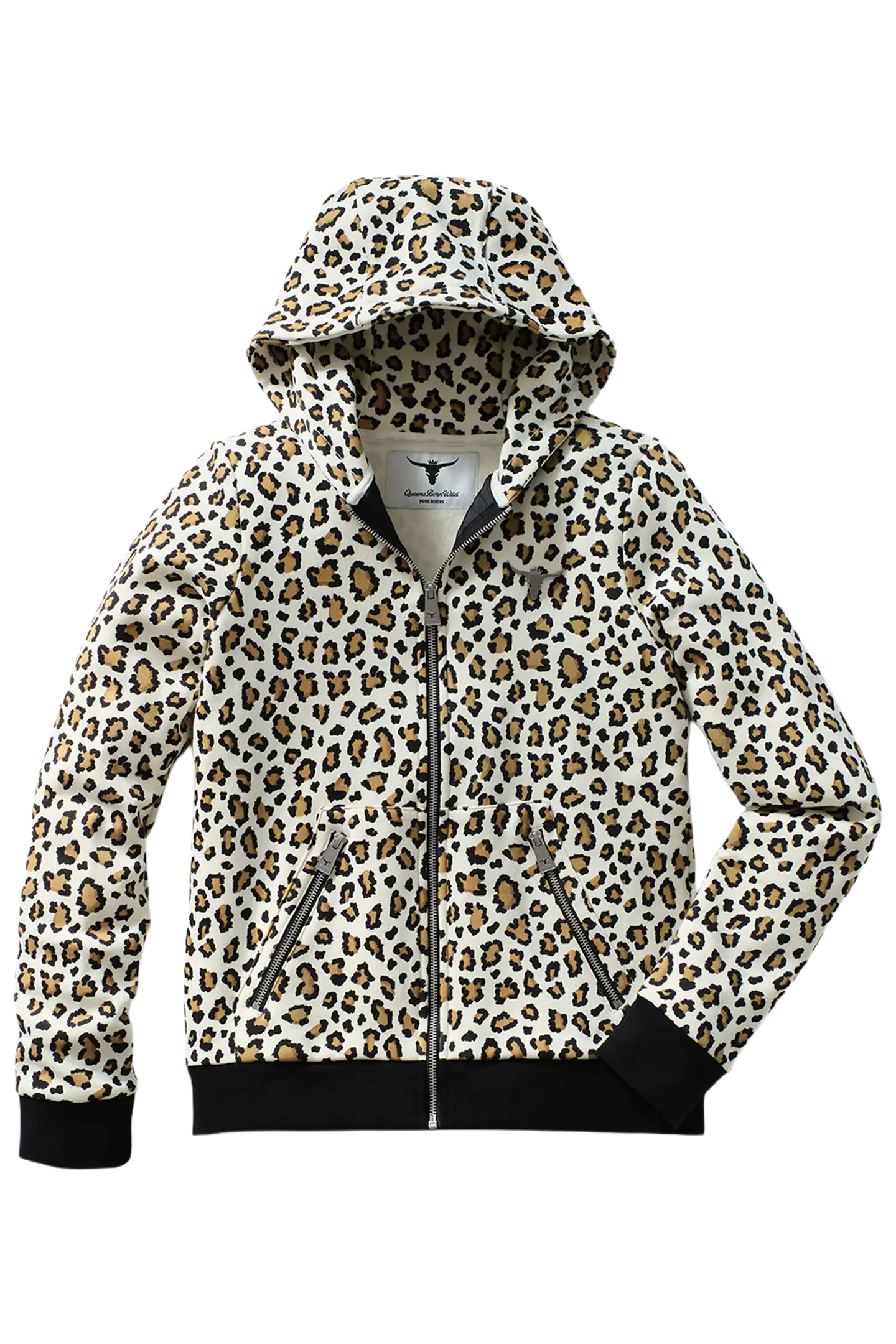 Image of PURE RIDERS - Queens Born Wild - Zipper Hoodie Leopard, Front